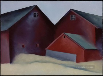  Okeeffe Oil Painting - Ends of Barns Georgia Okeeffe American modernism Precisionism